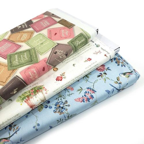 Riley Blake, Anne of Green Gables, book themed fabric, book covers, handwriting, vintage style birds and florals