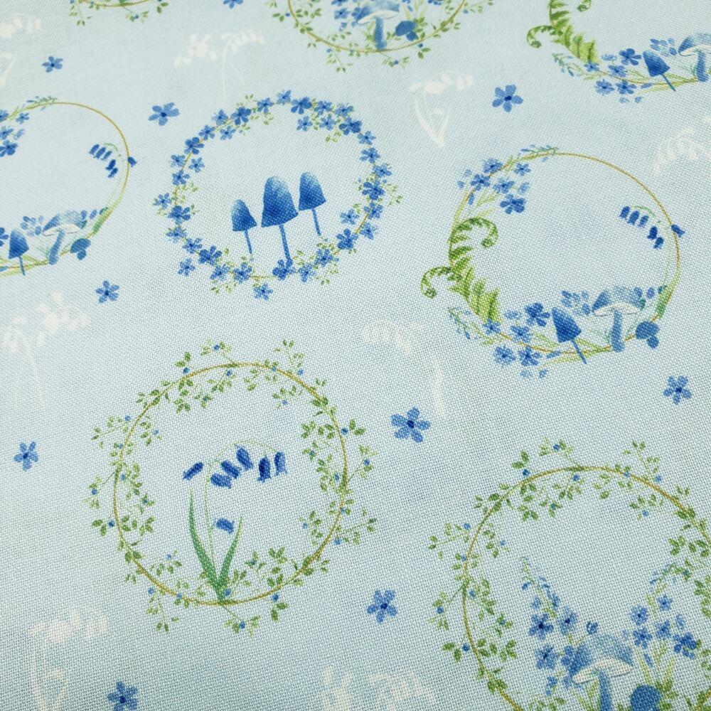Debbie Shore fabric, bluebell hollow, vintage style floral fabric, bluebells, forest flowers