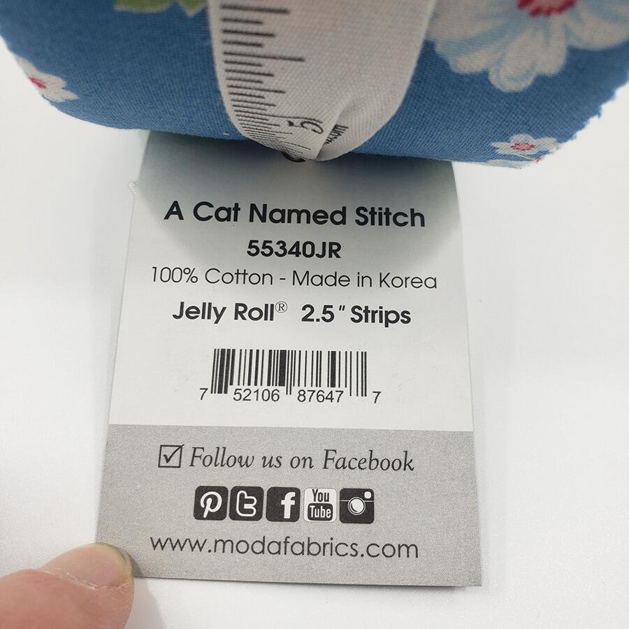 Moda, a cat named stitch jelly roll, pastel floral fabric, cottagecore, roses, strips for patchwork, cotton, easy quilting, precut strips, charm pack, camille roskelly