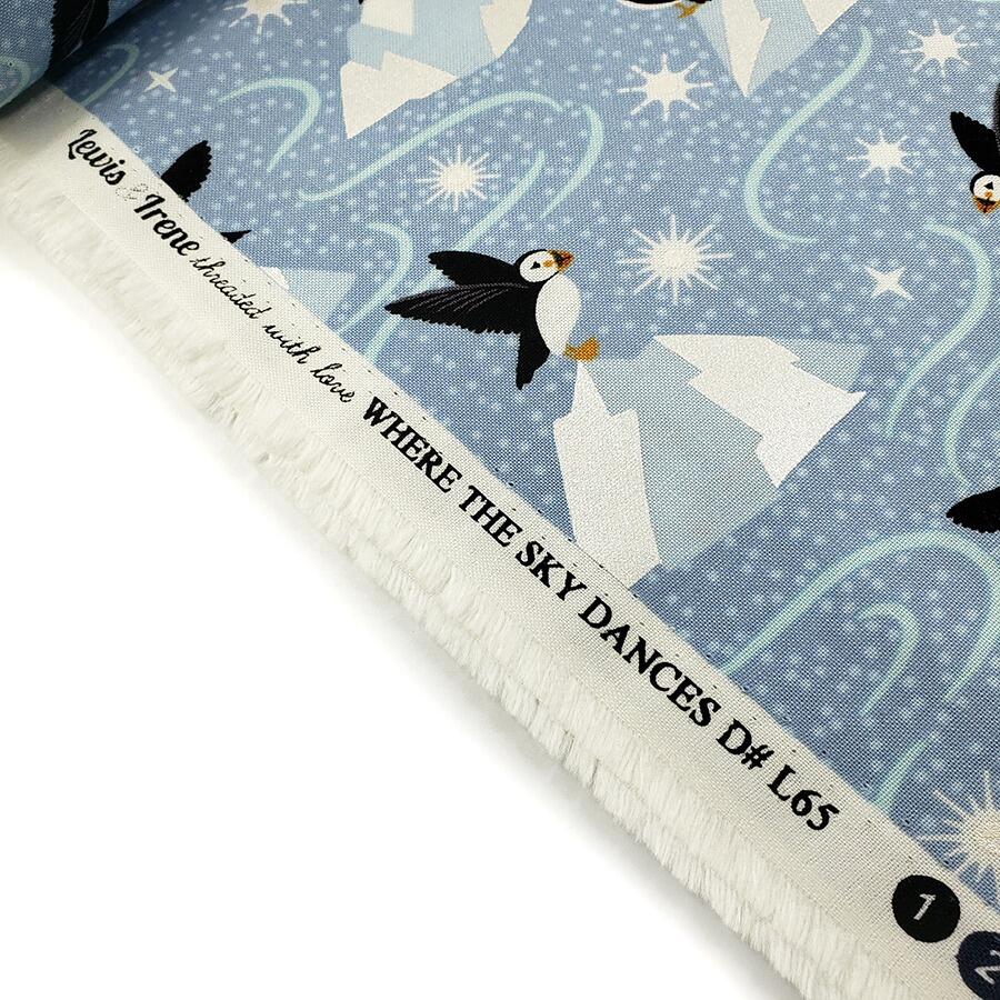 lewis irene, puffins, northern lights, sky dances, polar bears, seals, cotton fabric