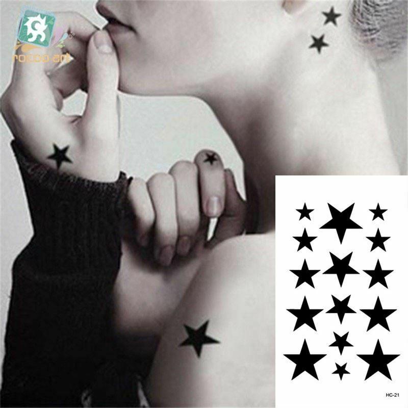Black Stars Waterproof Temporary Tattoo Fake Stickers Women Men Arm Neck  Face