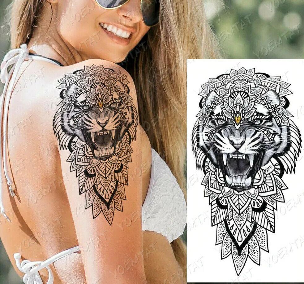 Jewel Tiger Temporary Tattoo Fake Press Sticker Women Mens Sleeve