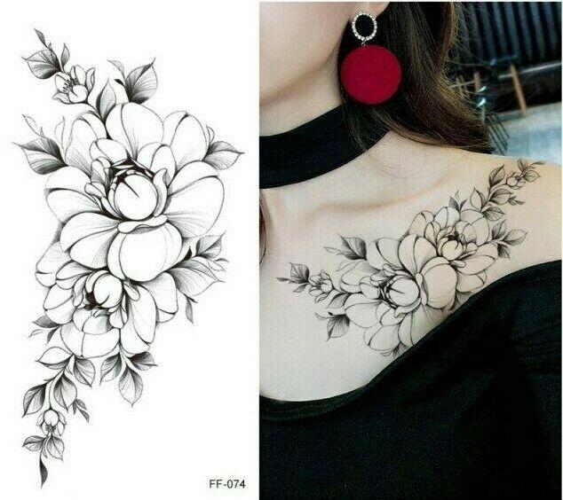 Beautiful Flower Design Temporary Tattoo Women Mens Arm Thigh Leg Chest  Sticker