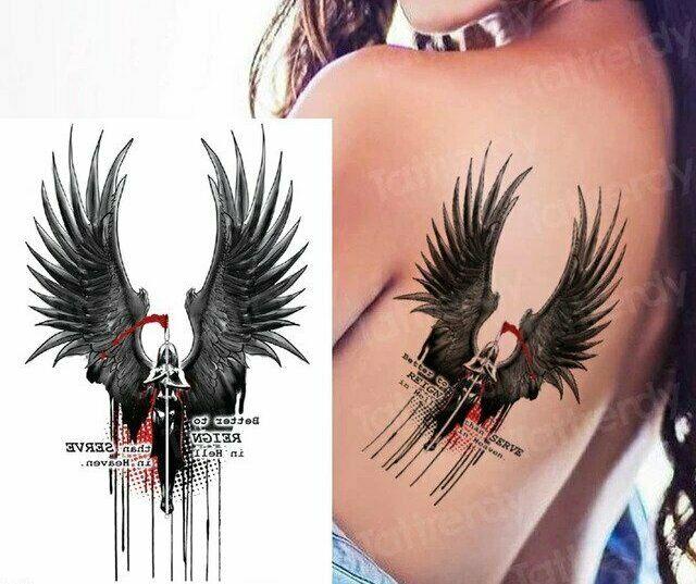 Goth Devil Angel Wings Heaven Hell Temporary Fake Tattoo Arm Sticker Mens  Womens