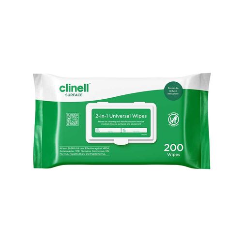 Clinell 2 In 1 Universal Wipes Pack of 200