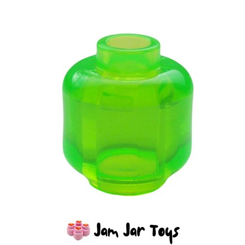 LEGO Head Bright Green Trans Clear Plain Translucent