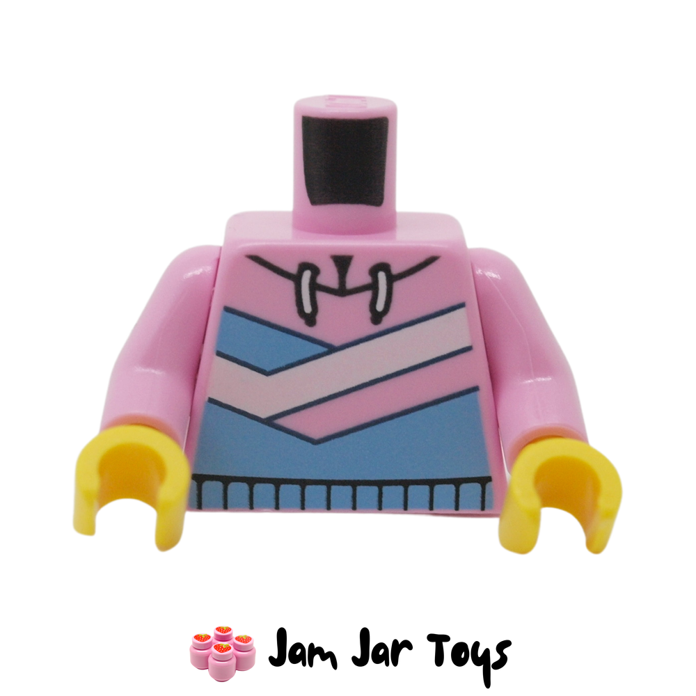 LEGO Bright Pink Hoodie With Blue and White Angular Stripes