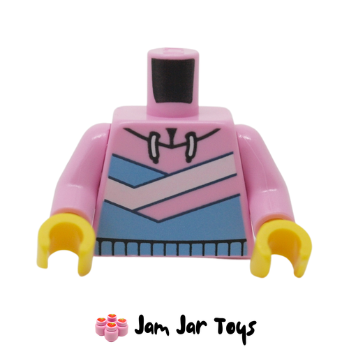 LEGO Bright Pink Hoodie With Blue and White Angular Stripes