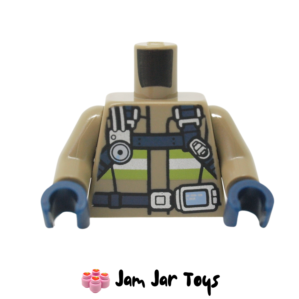 LEGO Dark Tan Jacket Torso, Firefighter Harness, Utility Belt