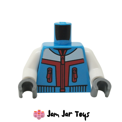 LEGO Dark Azure Torso Jacket, White/Dark Red Shapes