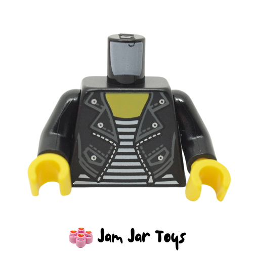 LEGO Torso Black Torso Jacket, White and Black Striped Shirt.