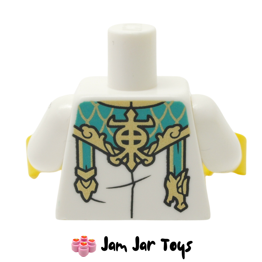 LEGO Dragon Of The East Torso Tunic, Dark Turquoise Panel, Gold Trim Rear View