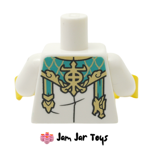 LEGO Dragon Of The East Torso Tunic, Dark Turquoise Panel, Gold Trim Rear View
