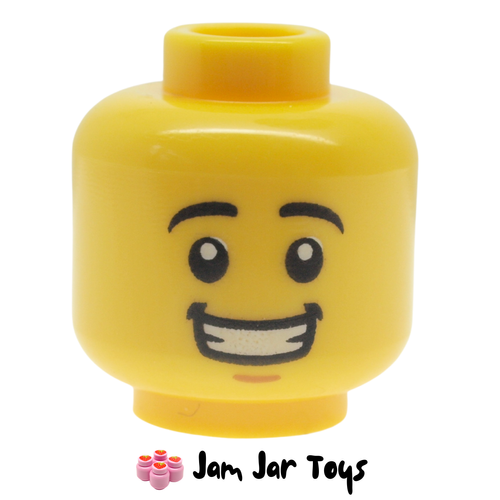 LEGO Head With Eyebrows, Open Mouth Smile Showing Teeth