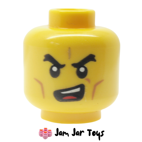 LEGO Erlang Head, Dual Sided, Big Arched Eyebrows, Gold Eye on Forehead and Open Mouth