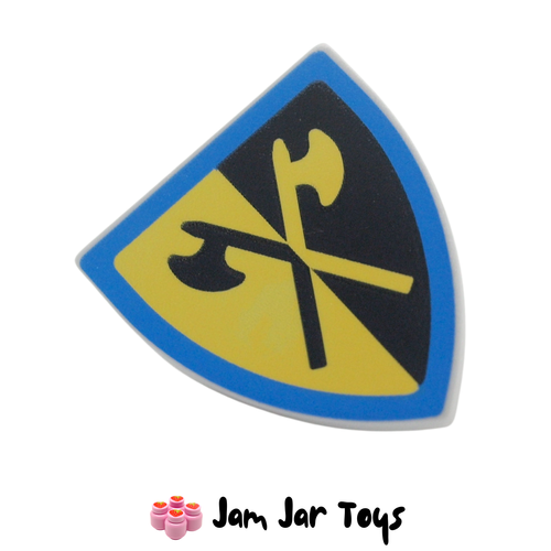 LEGO Triangular Shield, Crusaders Crossed Axe, Blue Border