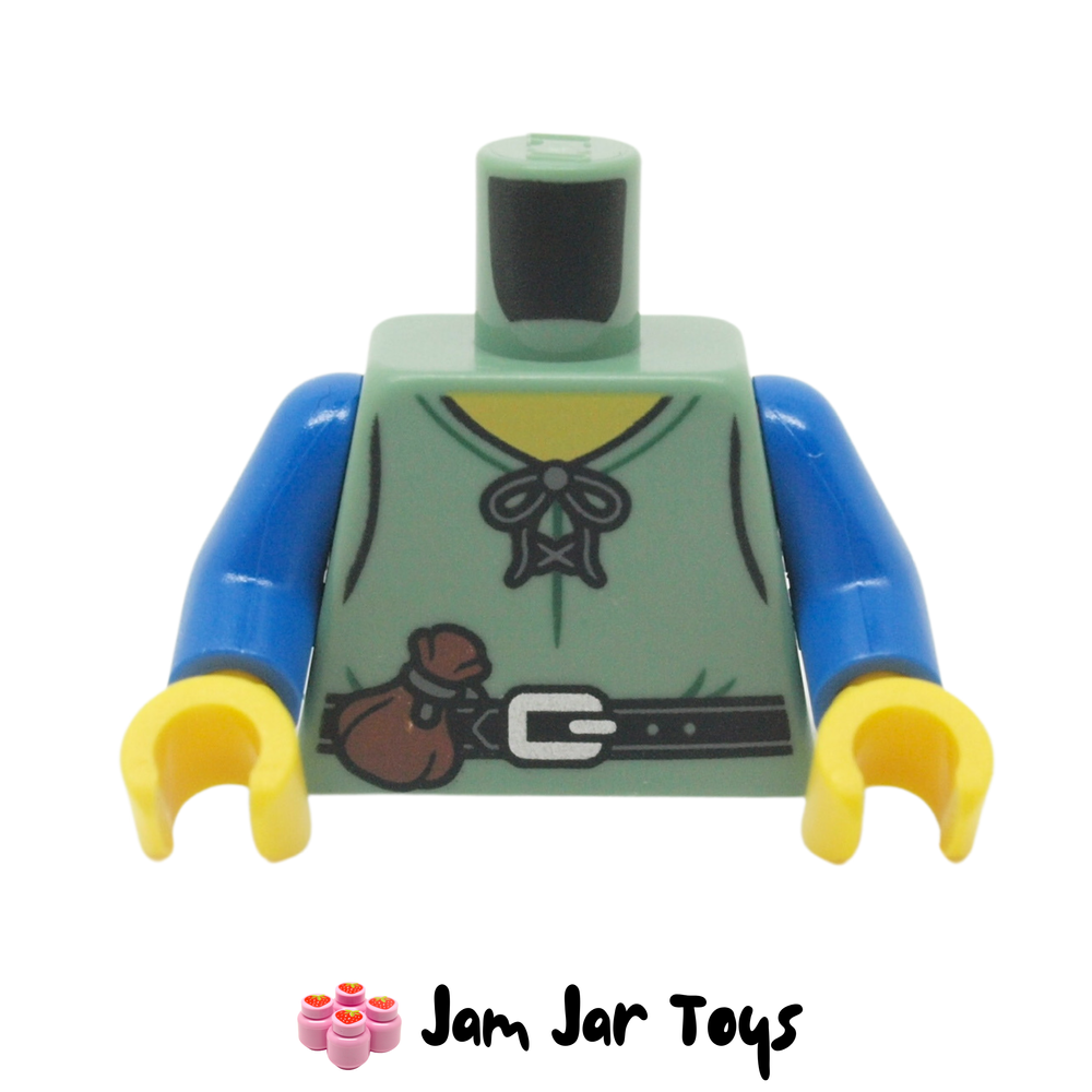 LEGO Sand Green Tunic, Laces, Black Belt, Money Pouch