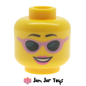 LEGO® Juno Head Pink Lips, Eyelashes / Sunglasses, Purple Frames FH233