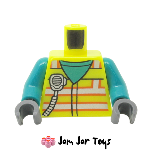 LEGO Safety Vest Torso, Vibrant Yellow With Light Bluish Grey Stripes, Radio