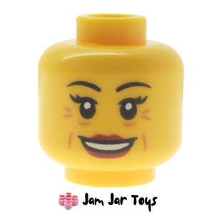 LEGO Head Dark Red Lips, Crows Feet, Wrinkles, Smile