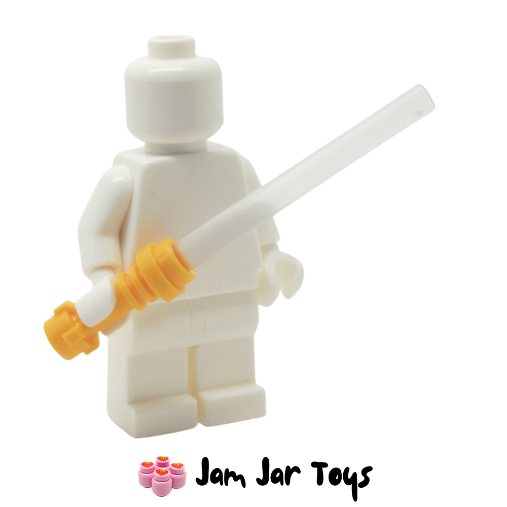 LEGO Star Wars Lightsaber With Flame Yellowish Orange Hilt and Trans White Wand