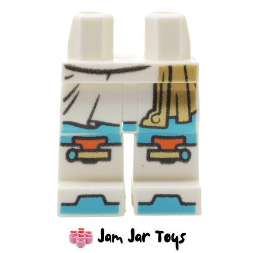 LEGO White Legs with Skirt Hem, Gold Sash, Medium Azure Armour Panels