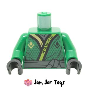 LEGO Green Torso Robe with Diamonds and Black and Lime Trim, Tied Black Belt