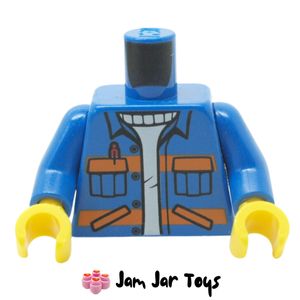 LEGO® Blue Torso Jacket, White Undershirt, Pockets, Red Pen, Orange Stripes TO38