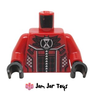 LEGO® Cooper Red Torso, Racing Suit, White Zipper, Black Decorations, Hourglass. TO92