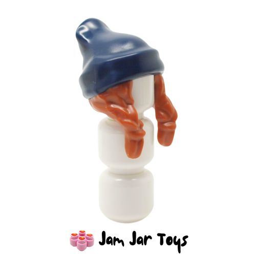 LEGO Two Braids and Dark Blue Beanie, Dark Orange Hair