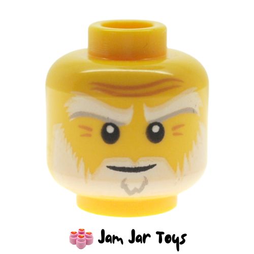 LEGO Sensei Wu Master, Head, White Eyebrows, Beard, Angry Smile