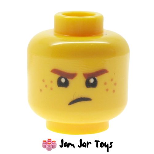 LEGO Jay, Reddish Brown Eyebrows and Freckles, Frown