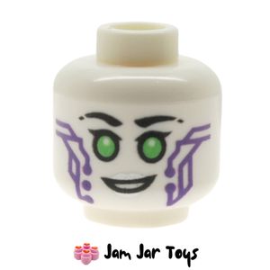 LEGO® White P.I.X.A.L. Head, Green Eyes, Dark Purple Circuitry HF57