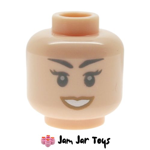 LEGO Gladys Head, Eyelashes, Dark Tan Lips, Open Mouth Smile