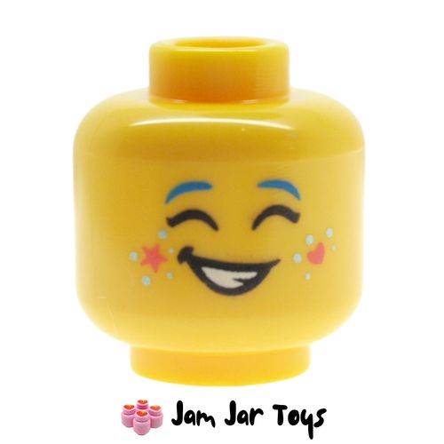 LEGO Izzie Head, Bright Pink Stars on Cheeks, Dots, Open Mouth Smile / Closed Eyes. HF66