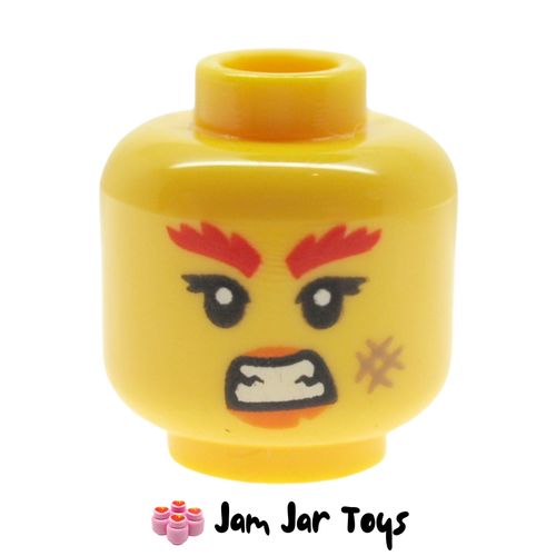LEGO Wildfyre Head, Red Eyebrows, Scar, Angry Teeth.