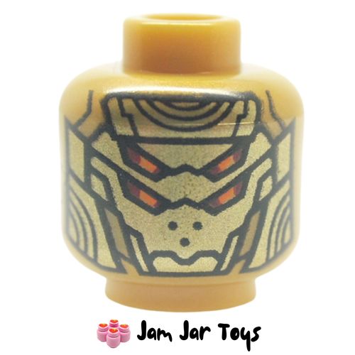LEGO Pearl Gold Imperium Claw Droid Head, Gold Metal Plating, 4 Bright Light Orange Eyes.