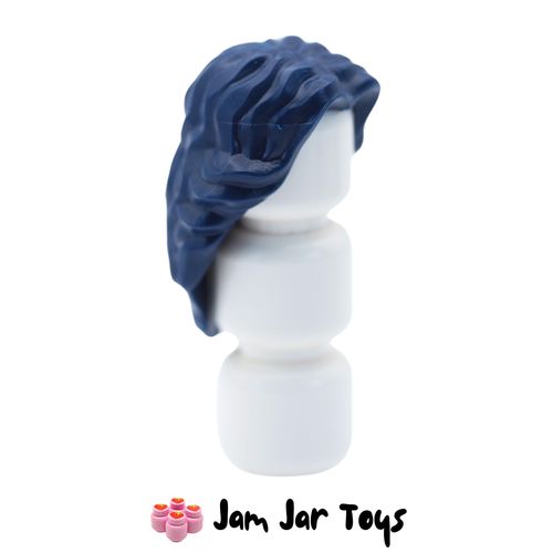 LEGO Dark Blue Mid-Length Wavy Hair, Parting.