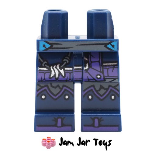 LEGO Dark Blue Legs, Purple Coat, Grey / Azure Belt.