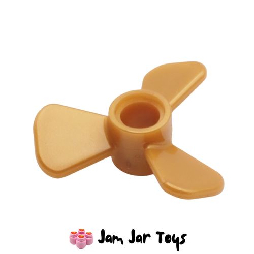 LEGO Pearl Gold, 3 Blade Propeller, 3 Diameter with Pin Hole