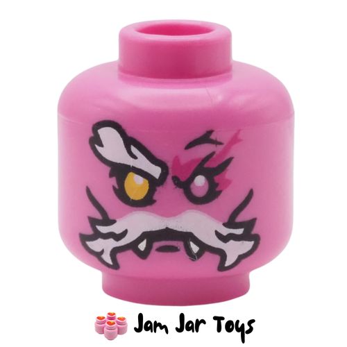 Dark Pink 100-eyed Demon Head, Yellow / Pink Eye, Eyepatch, Silver Strap