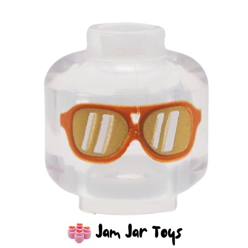 LEGO Mr. Pale, Trans-Clear Head, Dark Orange Glasses, Gold Lenses.