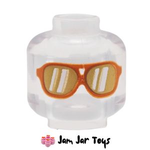 LEGO® Mr. Pale, Trans-Clear Head, Dark Orange Glasses, Gold Lenses. HF182
