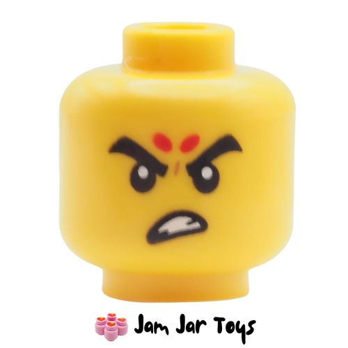 LEGO Nezha Yellow Head, Forehead Dots, Angry Grin