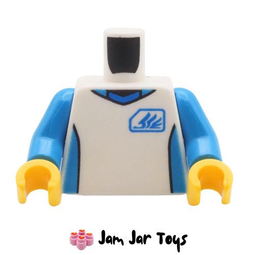LEGO White Shirt Torso, Dark Azure Markings, Wing Logo On Rear.