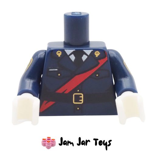 LEGO Dark Blue Barbara Gordon Jacket, Red Sash, Belt, Police Badge.