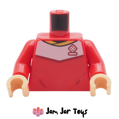 LEGO Red Soccer Shirt Torso, White Top, Yellow Collar, Dice Logo