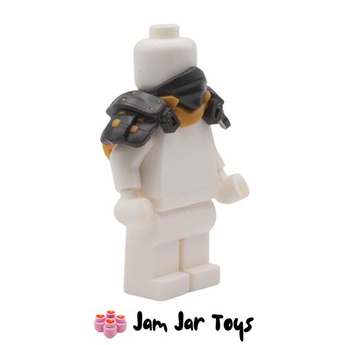LEGO Pearl Titanium Shoulder Armour, Bandana, Gold Rivets, Katana Scabbard