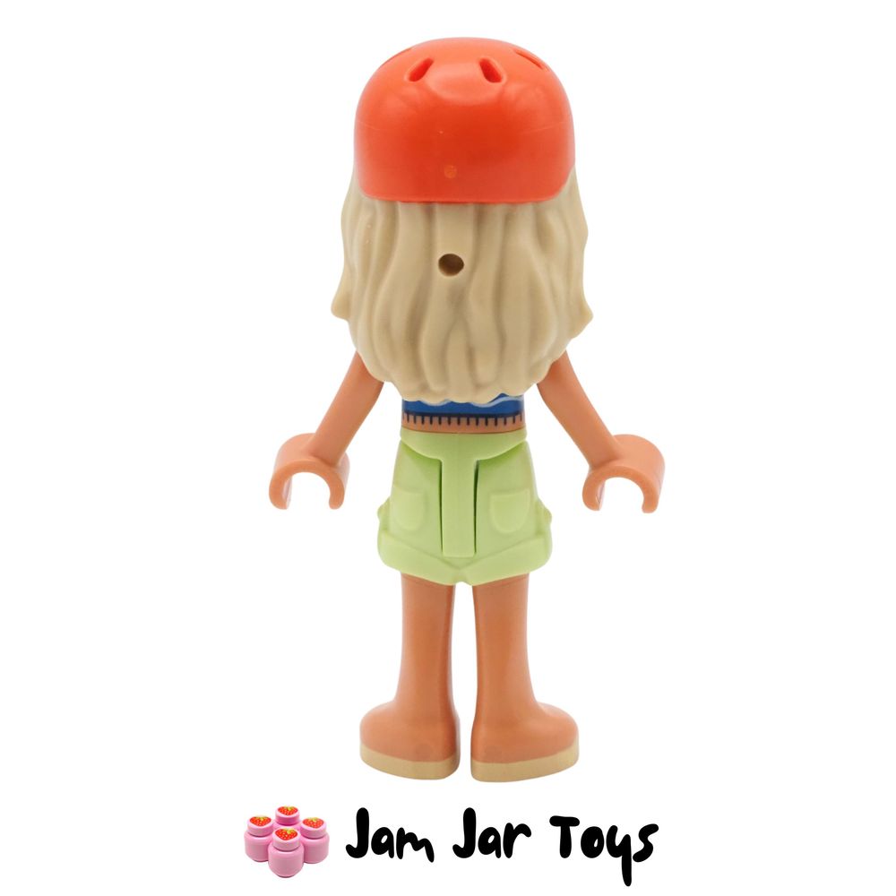 LEGO Friends Minifigure Sage - Tank Top, Green Shorts, Sandals, Bicycle Helmet. Rear View