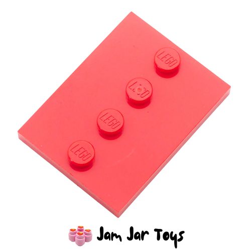 LEGO Red Minifigure Base Plate 3 x 4, with 4 Centre Studs.